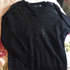 Miss Me Black Beaded Sweater
